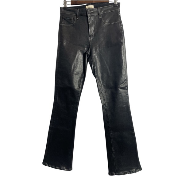 L’AGENCE Selma High Rise Sleek Baby Bootcut Jeans in Noir Coated Size 27 - Picture 1 of 6